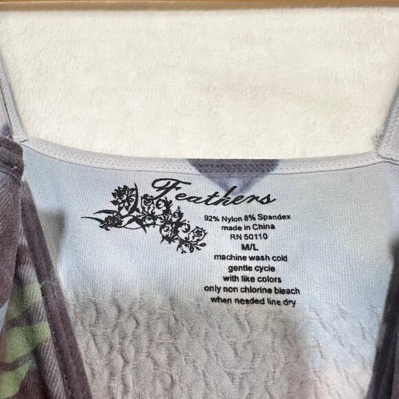 Y2K‎ Feathers Medium Blue Mini Dress Smocked Graffiti Grunge Tattoo Retro Cute - Picture 5 of 8